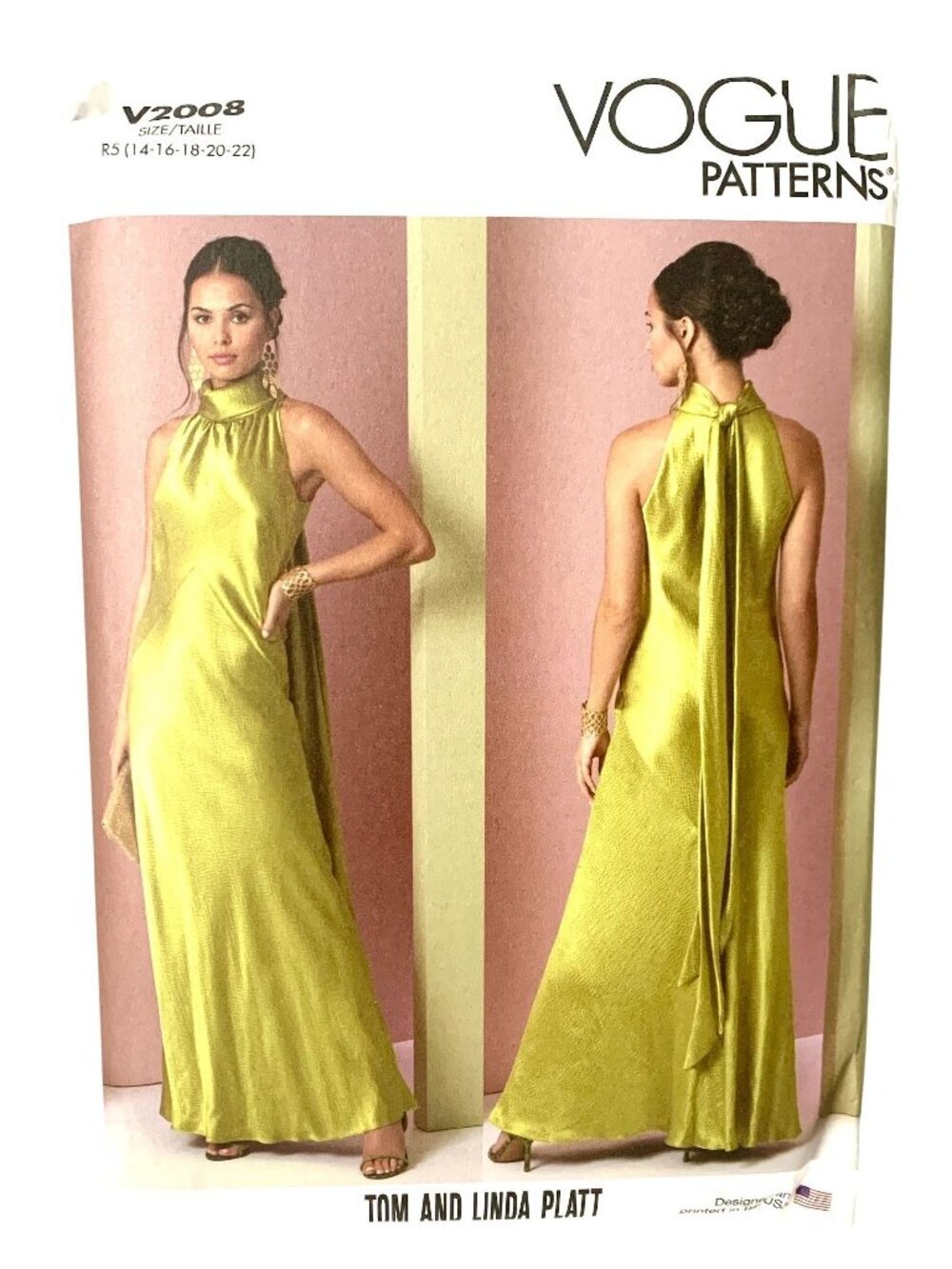 Vogue Sewing Pattern V2008 Misses Long Evening Dress by Tom & Linda Platt Close